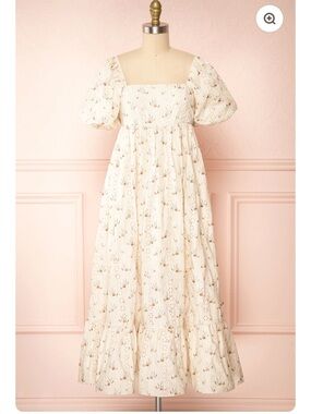 Storia‎ puff sleeve maxi eyelet Nwt Cream Floral Puff-Sleeve Maxi Dress